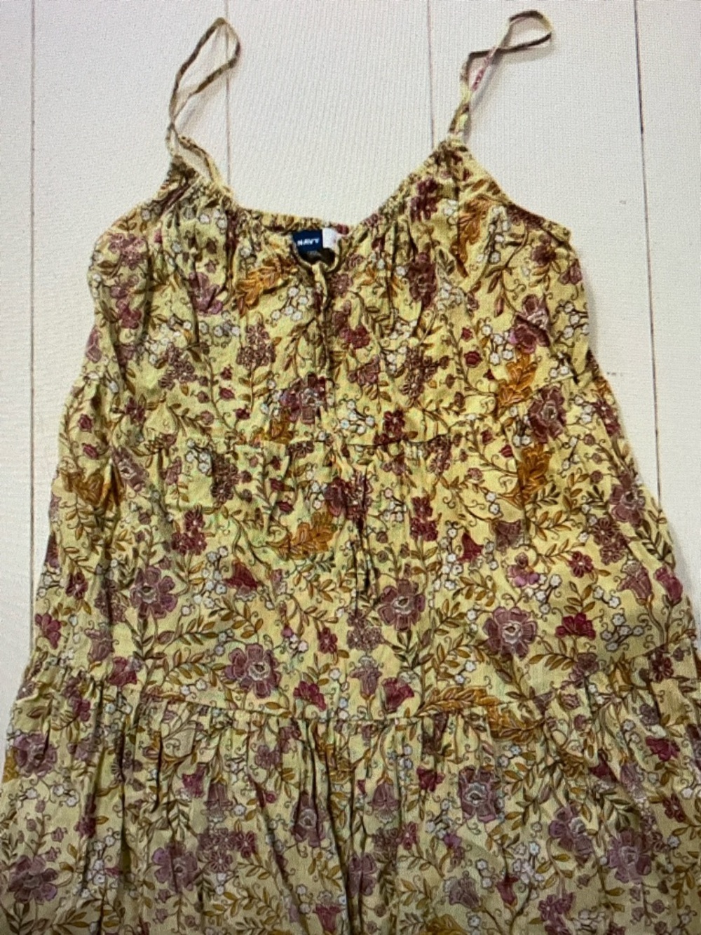 Old Navy Yellow Floral Tiered Spaghetti-Strap Dress